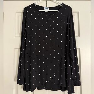 Old Navy Black & White Polka Dot Long Sleeve Maternity Nursing Shirt Size XL